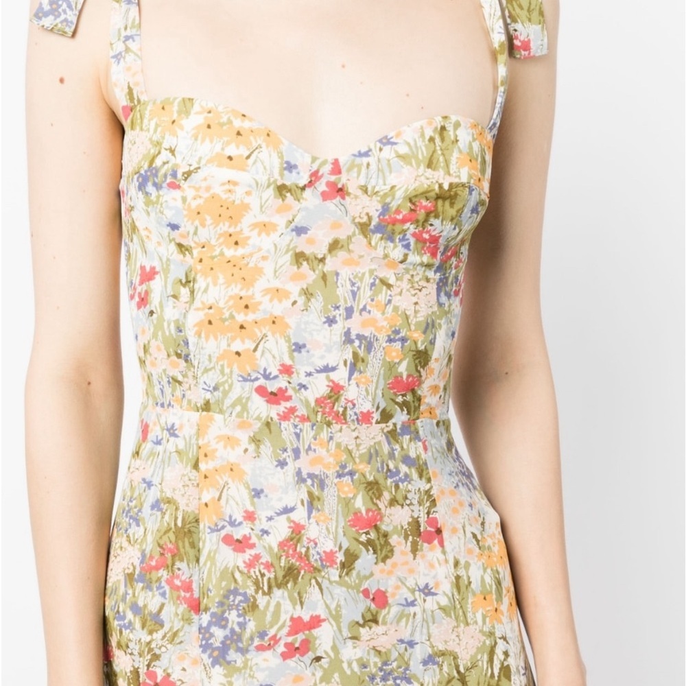 NEW Reformation Nadira Midi  Dress in Countryside Green Yellow Floral | size 6 - Picture 7 of 13